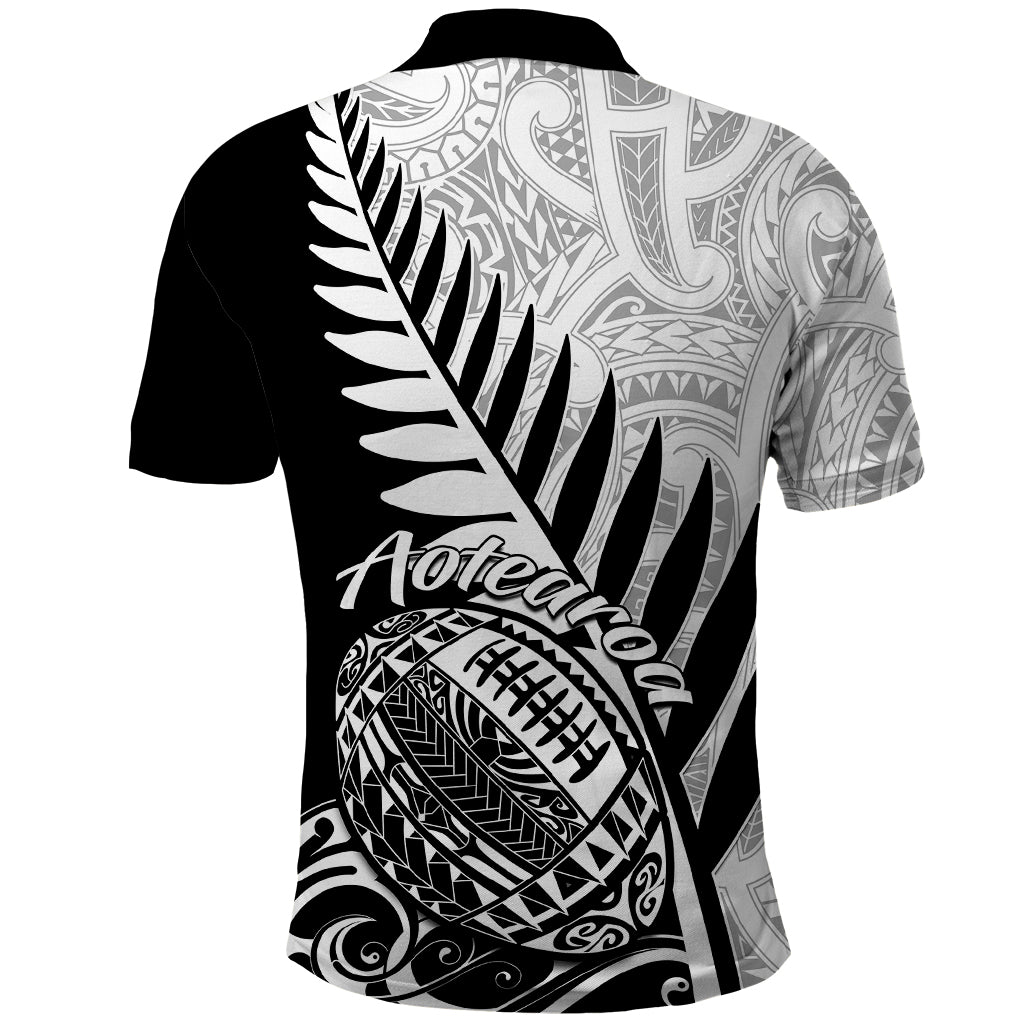 New Zealand Silver Fern Rugby Polo Shirt Aotearoa Maori Black Version LT01 - Polynesian Pride