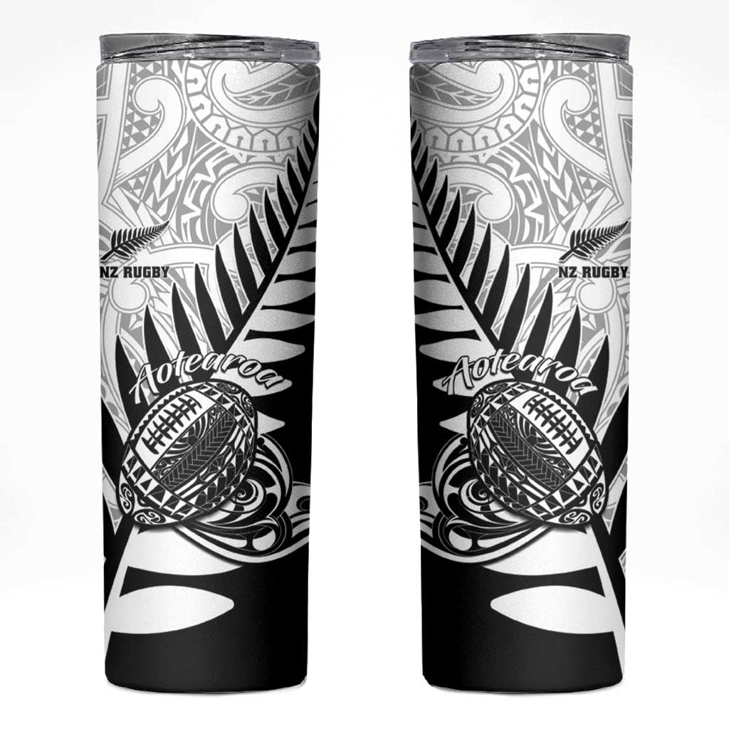New Zealand Silver Fern Rugby Skinny Tumbler Aotearoa Maori Black Version LT01 Black - Polynesian Pride