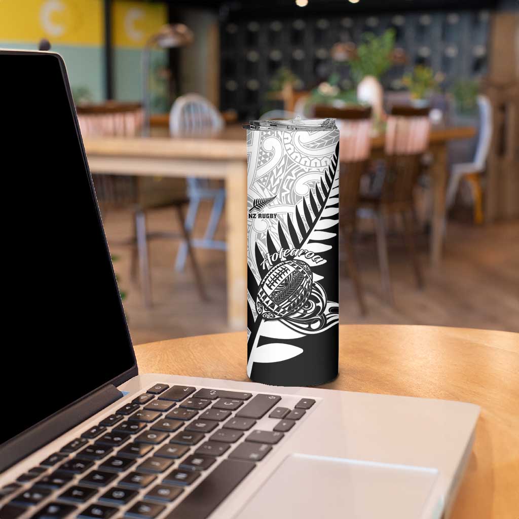 New Zealand Silver Fern Rugby Skinny Tumbler Aotearoa Maori Black Version LT01 - Polynesian Pride