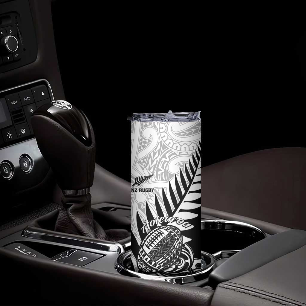 New Zealand Silver Fern Rugby Skinny Tumbler Aotearoa Maori Black Version LT01 - Polynesian Pride