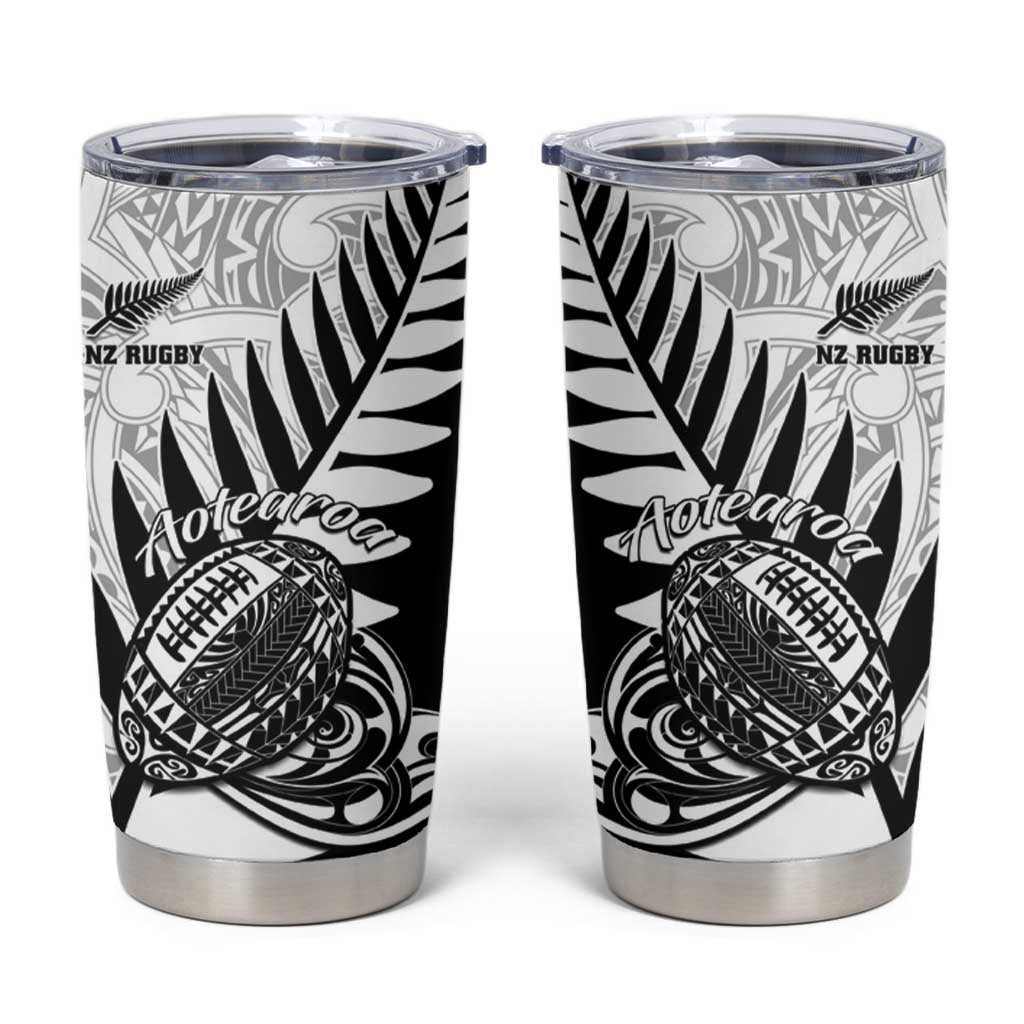 New Zealand Silver Fern Rugby Tumbler Cup Aotearoa Maori Black Version LT01 Black - Polynesian Pride