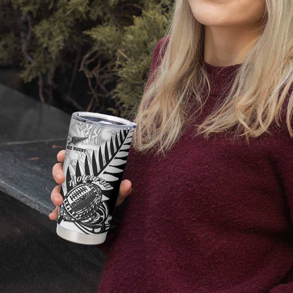 New Zealand Silver Fern Rugby Tumbler Cup Aotearoa Maori Black Version LT01 - Polynesian Pride
