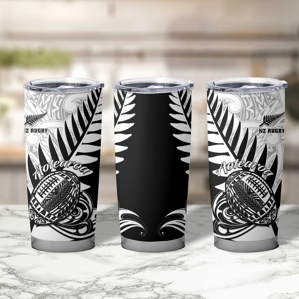 New Zealand Silver Fern Rugby Tumbler Cup Aotearoa Maori Black Version LT01 - Polynesian Pride