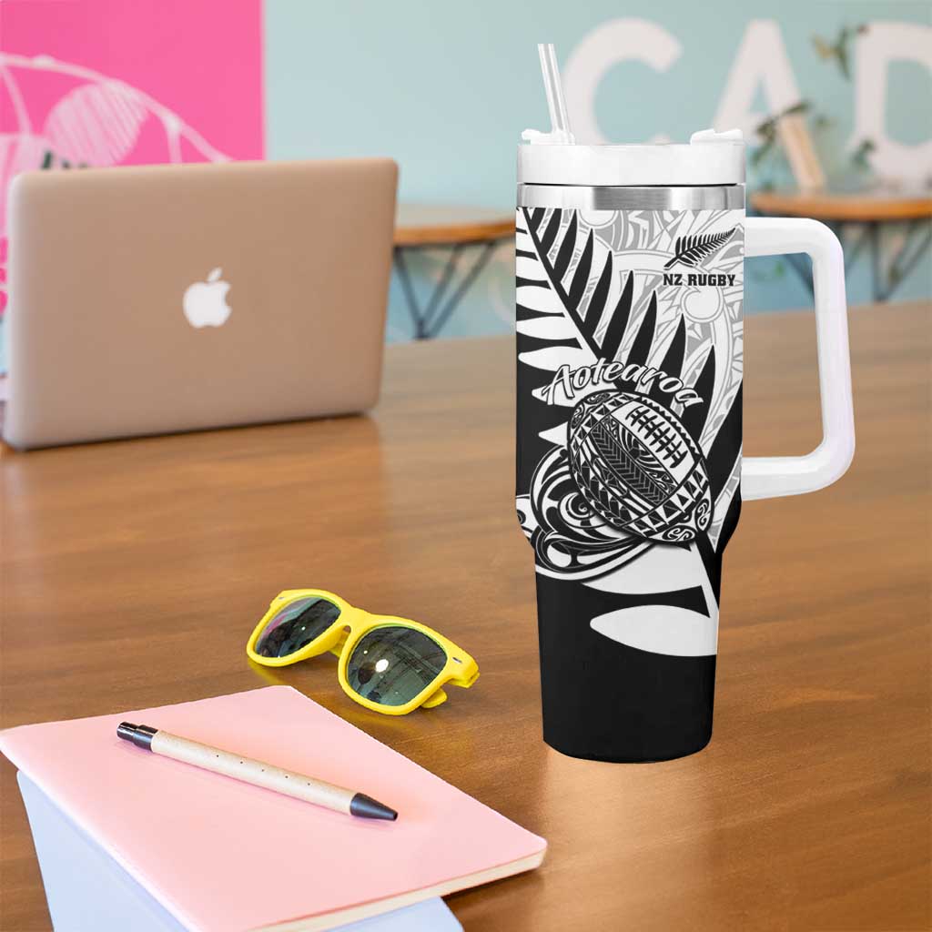 New Zealand Silver Fern Rugby Tumbler With Handle Aotearoa Maori Black Version