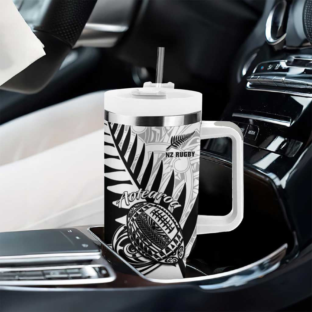 New Zealand Silver Fern Rugby Tumbler With Handle Aotearoa Maori Black Version