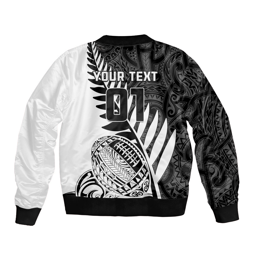 Custom New Zealand Silver Fern Rugby Bomber Jacket Aotearoa Maori White Version LT01 - Polynesian Pride