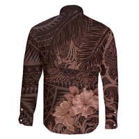 Bula Fiji Masi Family Matching Off Shoulder Maxi Dress and Hawaiian Shirt Fijian Tapa Vintage Dark Brown Version LT01 - Polynesian Pride