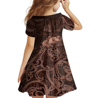 Bula Fiji Masi Family Matching Tank Maxi Dress and Hawaiian Shirt Fijian Tapa Vintage Dark Brown Version LT01 - Polynesian Pride