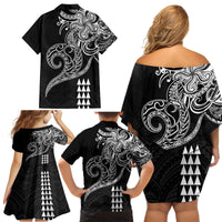 Hawaii Valentine Family Matching Off Shoulder Short Dress and Hawaiian Shirt Kakau Polynesian Heart LT01 - Polynesian Pride