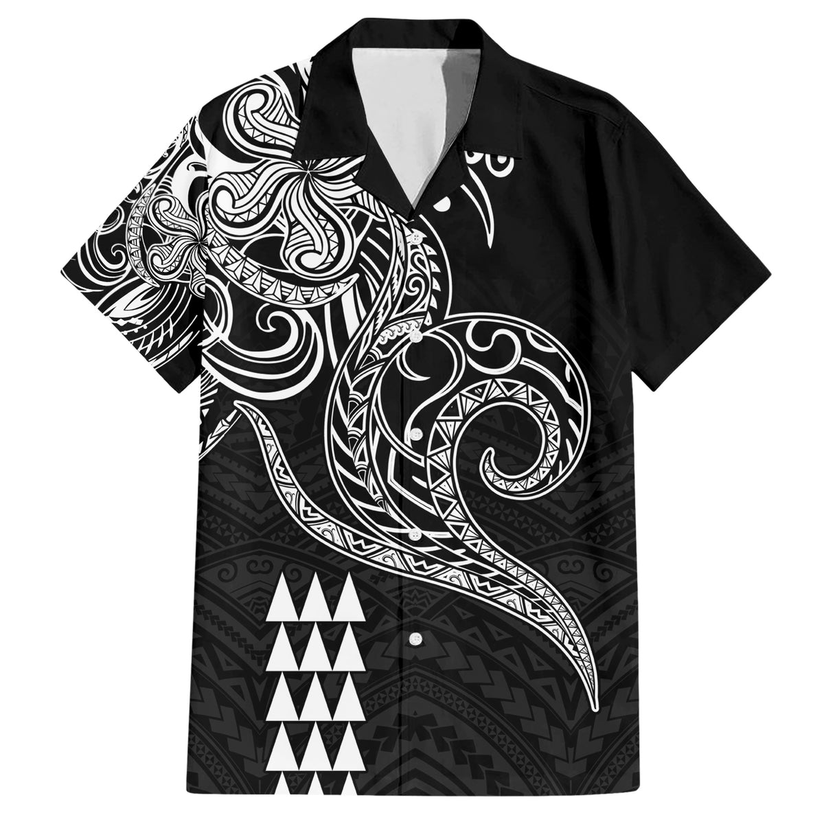 Hawaii Valentine Family Matching Short Sleeve Bodycon Dress and Hawaiian Shirt Kakau Polynesian Heart LT01 Dad's Shirt - Short Sleeve Black - Polynesian Pride