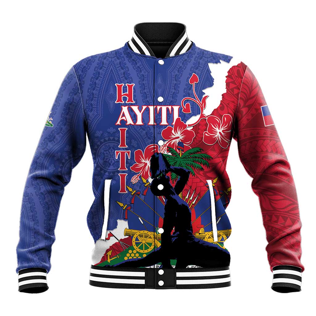 Personalised Haiti Le Marron Inconnu Baseball Jacket Dashiki Mix Polynesian Pattern