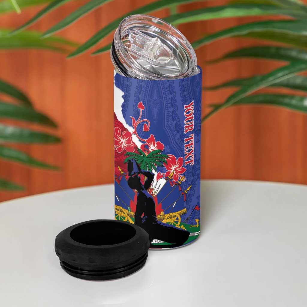 Personalised Haiti Le Marron Inconnu 4 in 1 Can Cooler Tumbler Dashiki Mix Polynesian Pattern