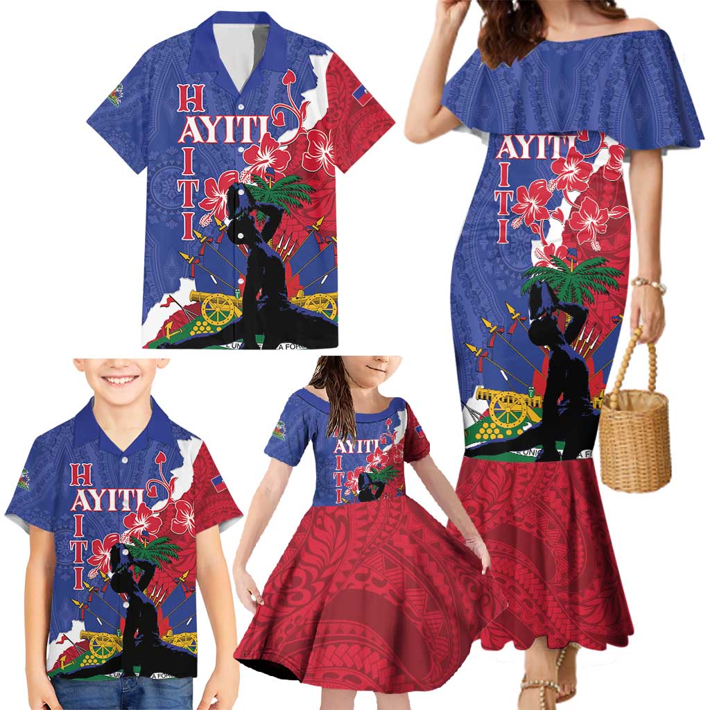 Personalised Haiti Le Marron Inconnu Family Matching Mermaid Dress and Hawaiian Shirt Dashiki Mix Polynesian Pattern LT01 - Polynesian Pride