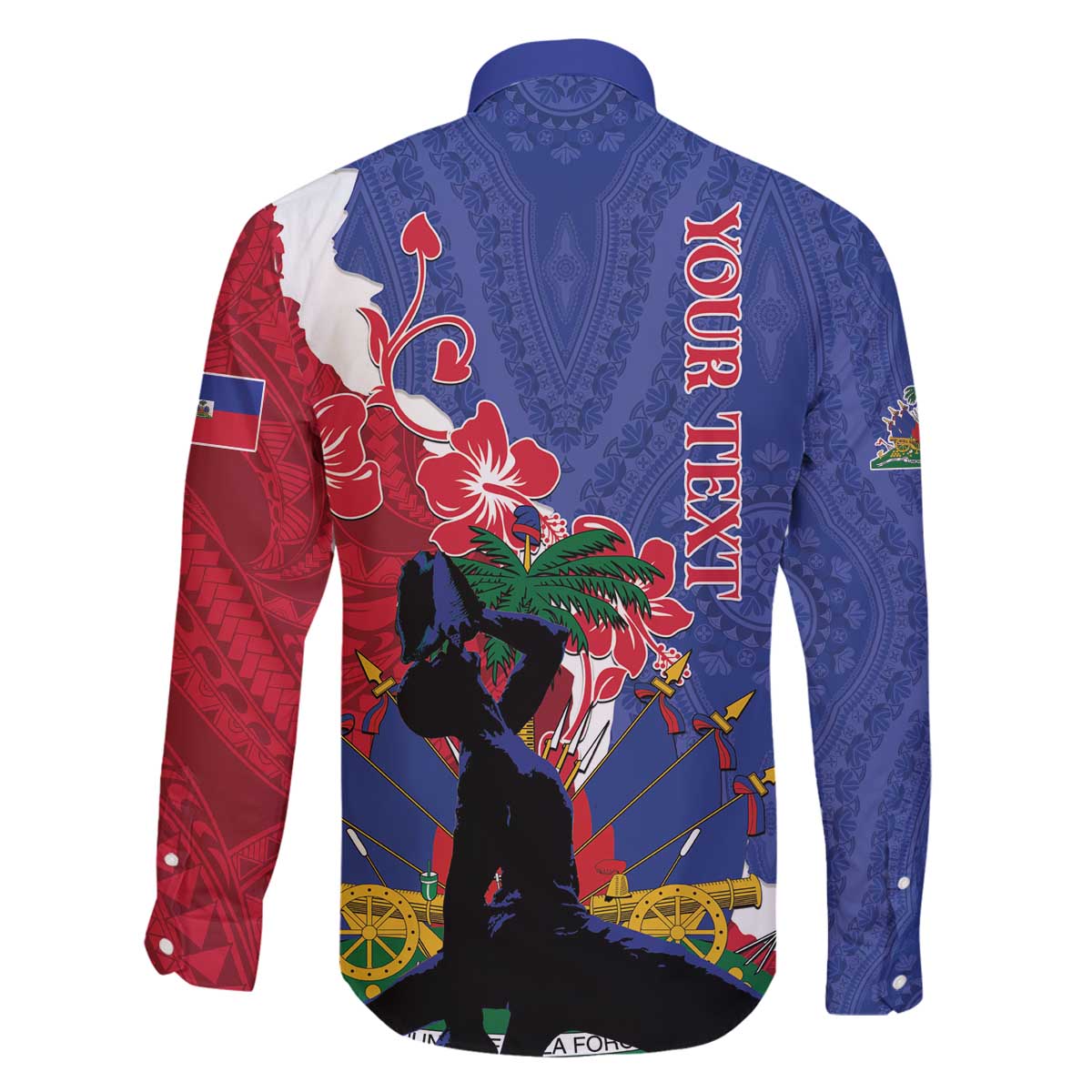 Personalised Haiti Le Marron Inconnu Family Matching Off The Shoulder Long Sleeve Dress and Hawaiian Shirt Dashiki Mix Polynesian Pattern LT01 - Polynesian Pride