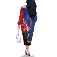 Personalised Haiti Le Marron Inconnu Family Matching Off The Shoulder Long Sleeve Dress and Hawaiian Shirt Dashiki Mix Polynesian Pattern LT01 - Polynesian Pride