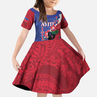 Personalised Haiti Le Marron Inconnu Family Matching Off Shoulder Maxi Dress and Hawaiian Shirt Dashiki Mix Polynesian Pattern LT01 Daughter's Dress Blue - Polynesian Pride