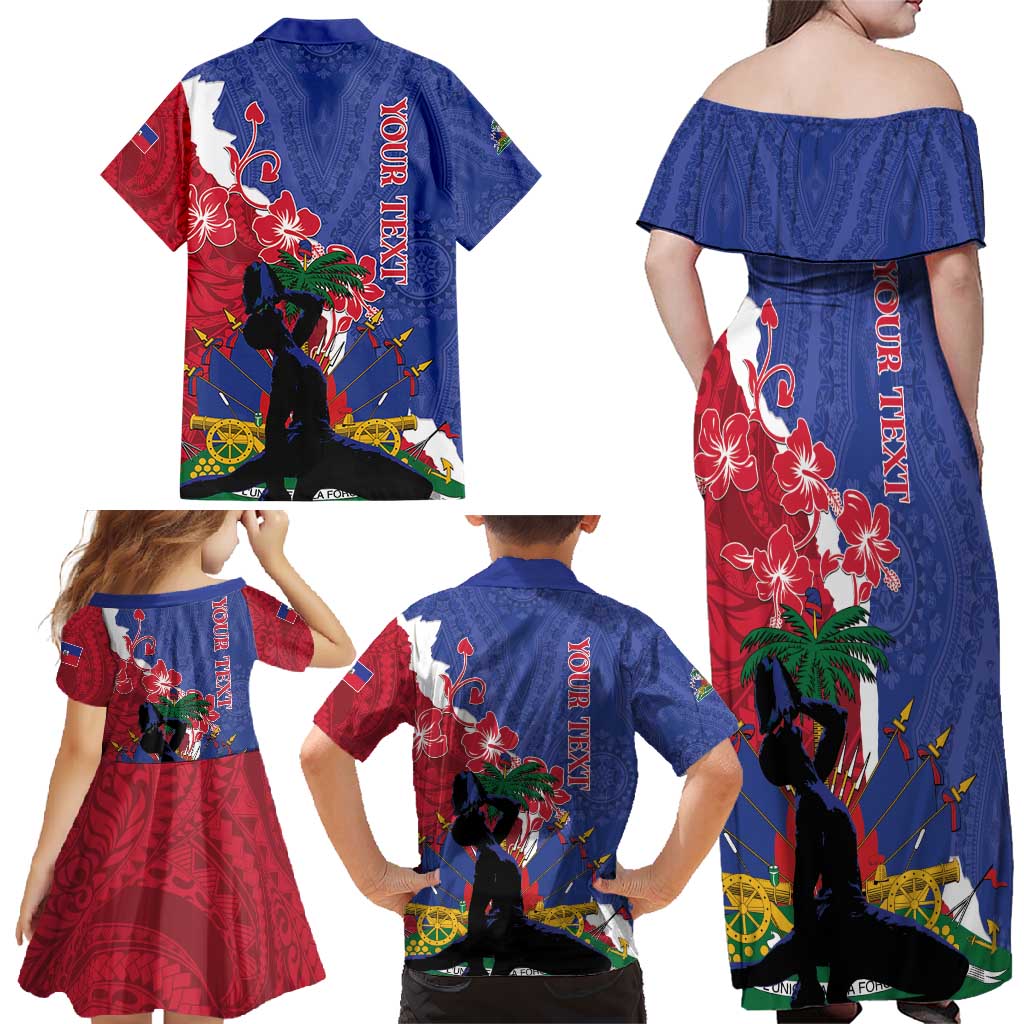 Personalised Haiti Le Marron Inconnu Family Matching Off Shoulder Maxi Dress and Hawaiian Shirt Dashiki Mix Polynesian Pattern LT01 - Polynesian Pride