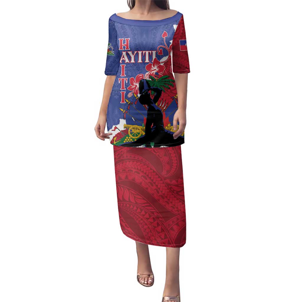 Personalised Haiti Le Marron Inconnu Family Matching Puletasi and Hawaiian Shirt Dashiki Mix Polynesian Pattern