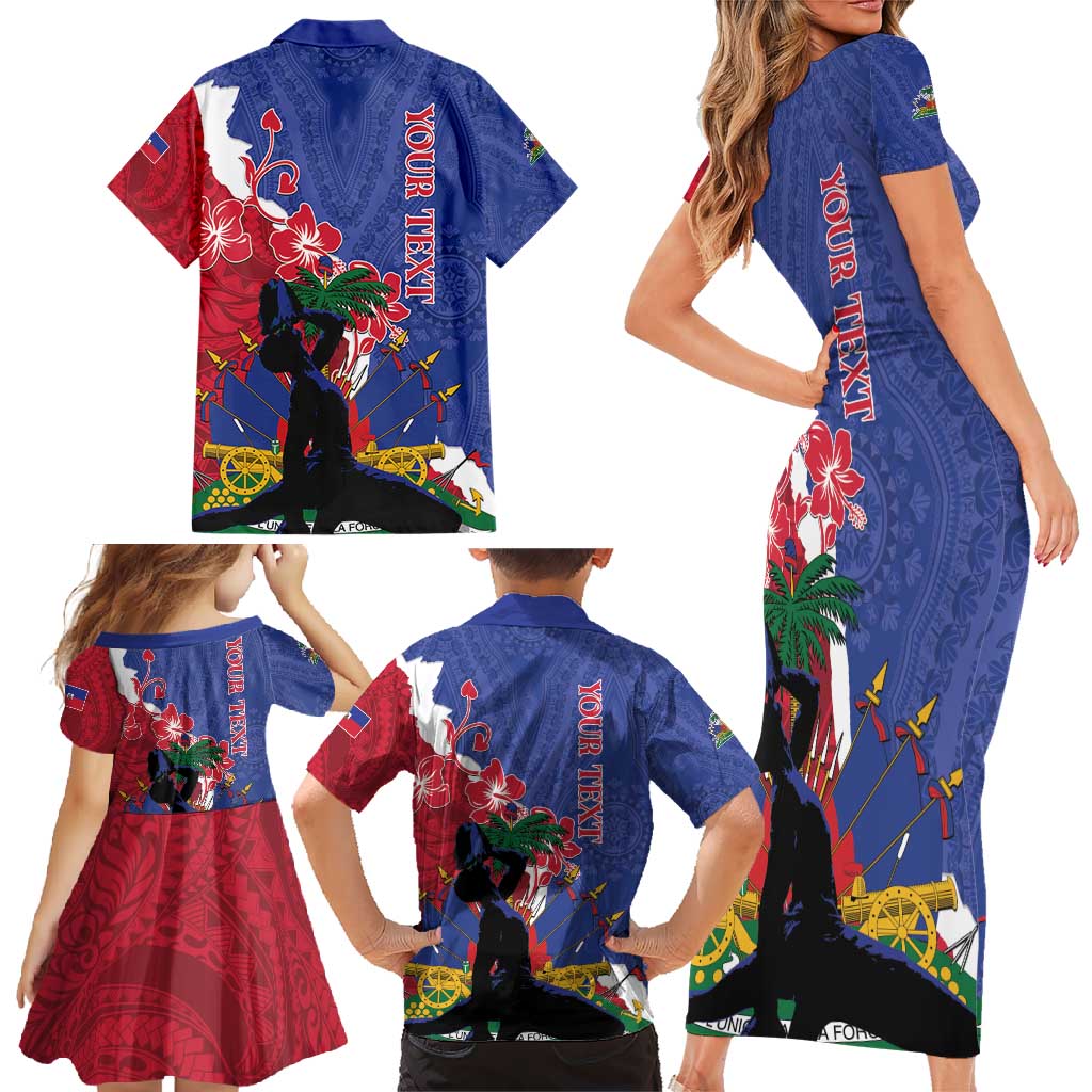 Personalised Haiti Le Marron Inconnu Family Matching Short Sleeve Bodycon Dress and Hawaiian Shirt Dashiki Mix Polynesian Pattern LT01 - Polynesian Pride