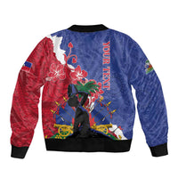 Personalised Haiti Le Marron Inconnu Sleeve Zip Bomber Jacket Dashiki Mix Polynesian Pattern