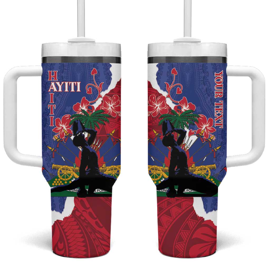 Personalised Haiti Le Marron Inconnu Tumbler With Handle Dashiki Mix Polynesian Pattern