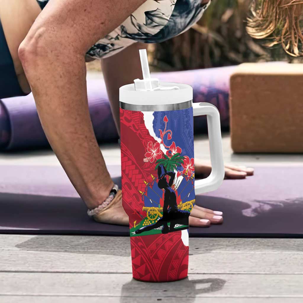 Personalised Haiti Le Marron Inconnu Tumbler With Handle Dashiki Mix Polynesian Pattern
