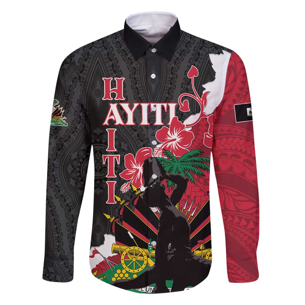 Personalised Ayiti Neg Marron Family Matching Mermaid Dress and Hawaiian Shirt Dashiki Mix Polynesian Pattern LT01 Dad's Shirt - Long Sleeve Black - Polynesian Pride
