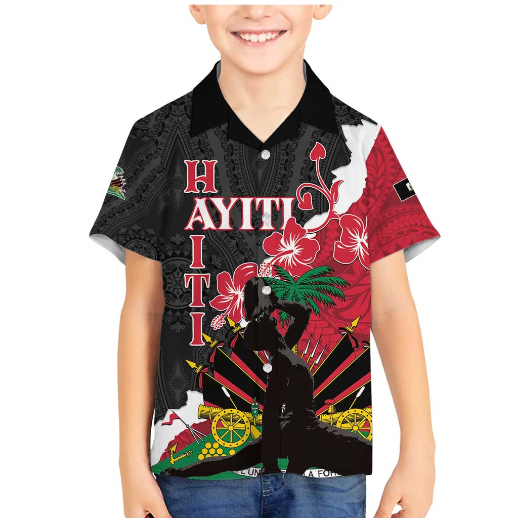 Personalised Ayiti Neg Marron Family Matching Mermaid Dress and Hawaiian Shirt Dashiki Mix Polynesian Pattern LT01 Son's Shirt Black - Polynesian Pride