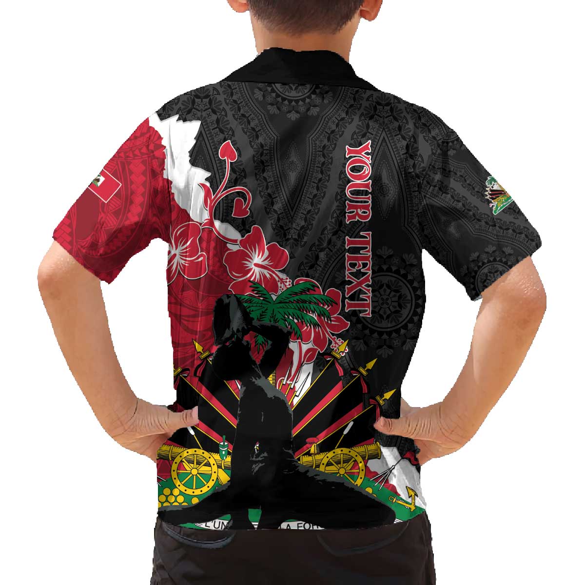 Personalised Ayiti Neg Marron Family Matching Off The Shoulder Long Sleeve Dress and Hawaiian Shirt Dashiki Mix Polynesian Pattern LT01 - Polynesian Pride