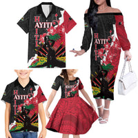 Personalised Ayiti Neg Marron Family Matching Off The Shoulder Long Sleeve Dress and Hawaiian Shirt Dashiki Mix Polynesian Pattern LT01 - Polynesian Pride