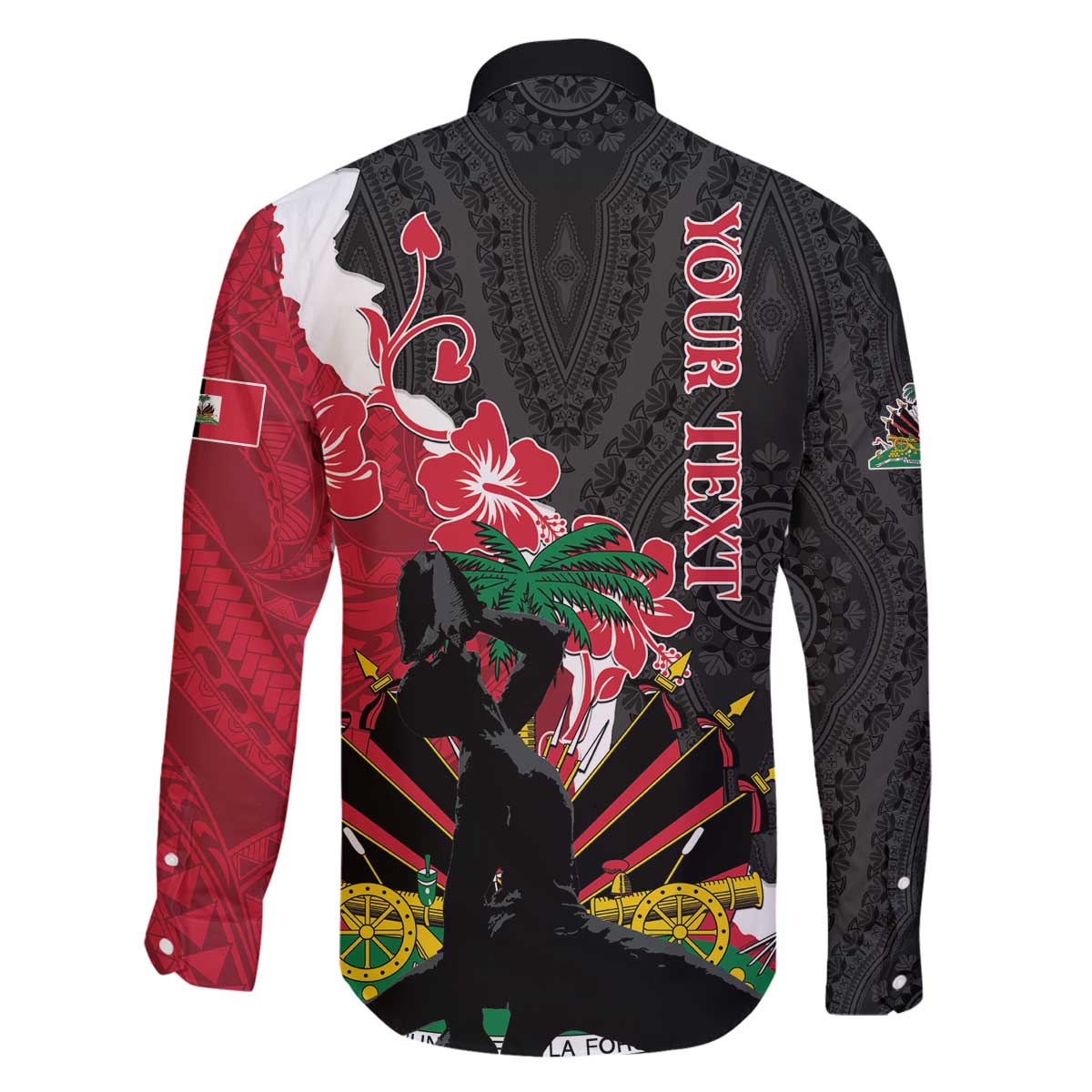 Personalised Ayiti Neg Marron Family Matching Off The Shoulder Long Sleeve Dress and Hawaiian Shirt Dashiki Mix Polynesian Pattern LT01 - Polynesian Pride