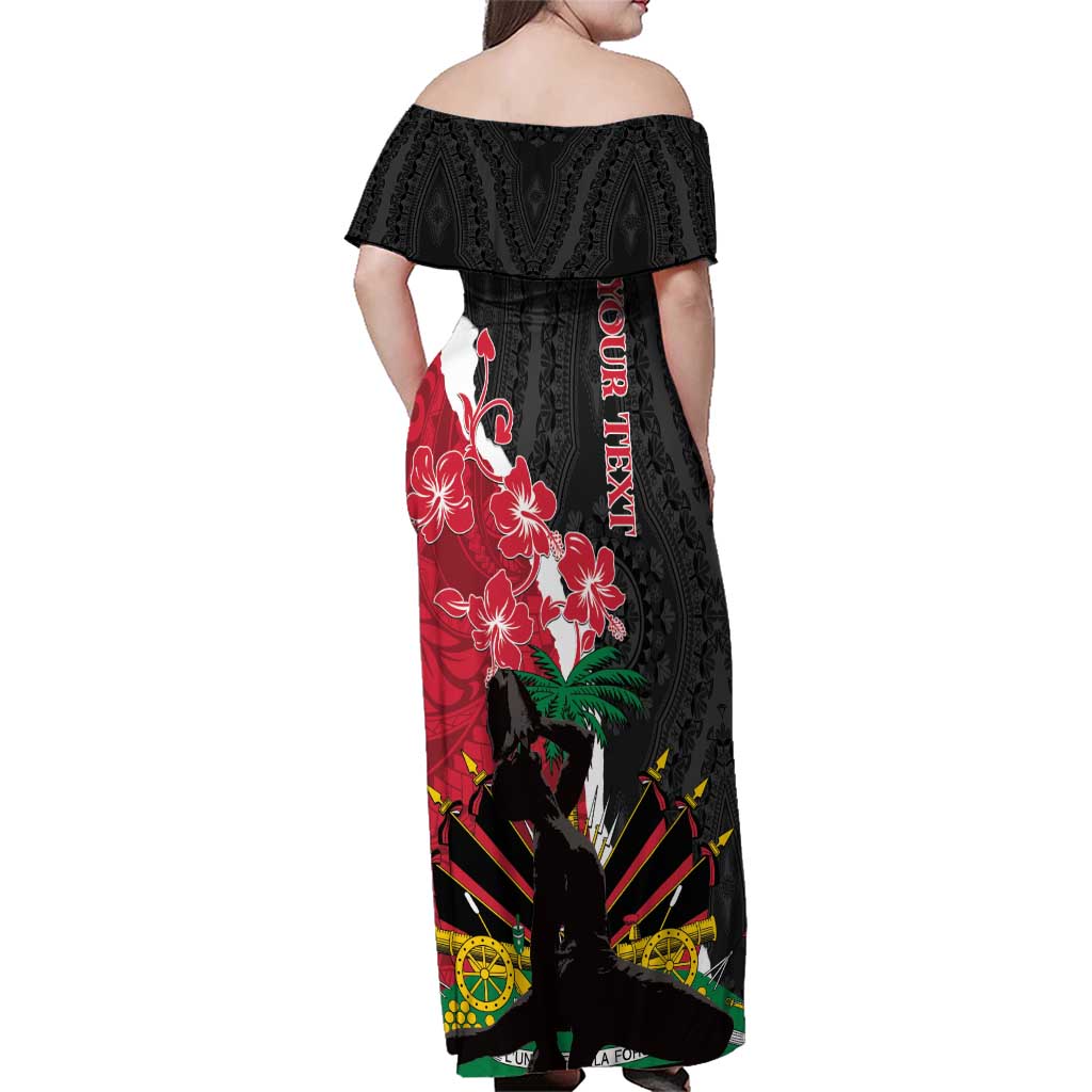 Personalised Ayiti Neg Marron Family Matching Off Shoulder Maxi Dress and Hawaiian Shirt Dashiki Mix Polynesian Pattern LT01 - Polynesian Pride