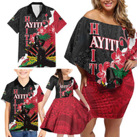Personalised Ayiti Neg Marron Family Matching Off Shoulder Short Dress and Hawaiian Shirt Dashiki Mix Polynesian Pattern LT01 - Polynesian Pride