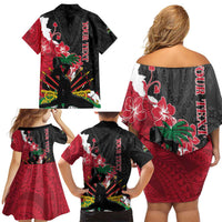 Personalised Ayiti Neg Marron Family Matching Off Shoulder Short Dress and Hawaiian Shirt Dashiki Mix Polynesian Pattern LT01 - Polynesian Pride