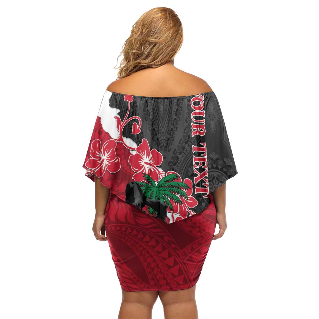 Personalised Ayiti Neg Marron Family Matching Off Shoulder Short Dress and Hawaiian Shirt Dashiki Mix Polynesian Pattern LT01 - Polynesian Pride