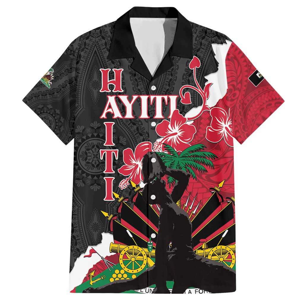 Personalised Ayiti Neg Marron Family Matching Short Sleeve Bodycon Dress and Hawaiian Shirt Dashiki Mix Polynesian Pattern LT01 Dad's Shirt - Short Sleeve Black - Polynesian Pride