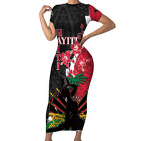 Personalised Ayiti Neg Marron Family Matching Short Sleeve Bodycon Dress and Hawaiian Shirt Dashiki Mix Polynesian Pattern LT01 Mom's Dress Black - Polynesian Pride