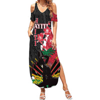 Personalised Ayiti Neg Marron Family Matching Summer Maxi Dress and Hawaiian Shirt Dashiki Mix Polynesian Pattern LT01 Mom's Dress Black - Polynesian Pride