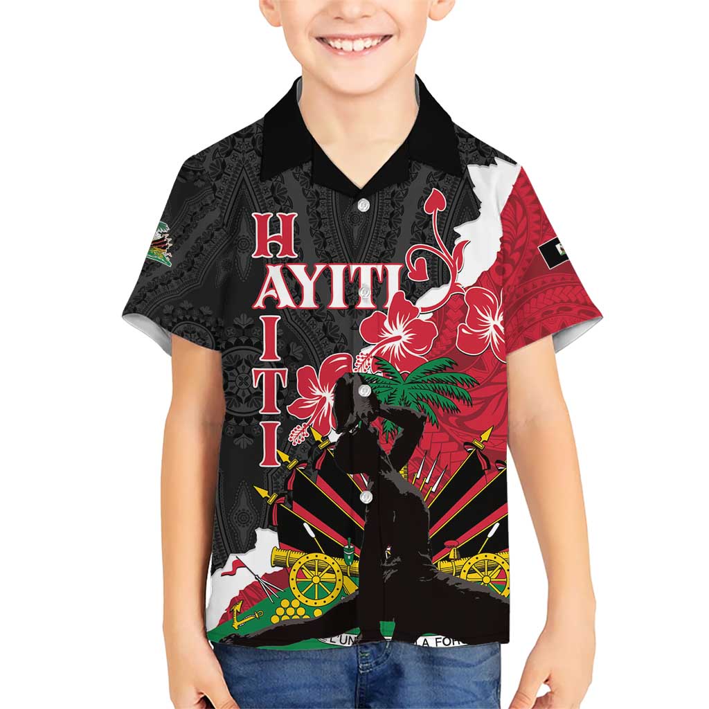 Personalised Ayiti Neg Marron Kid Hawaiian Shirt Dashiki Mix Polynesian Pattern
