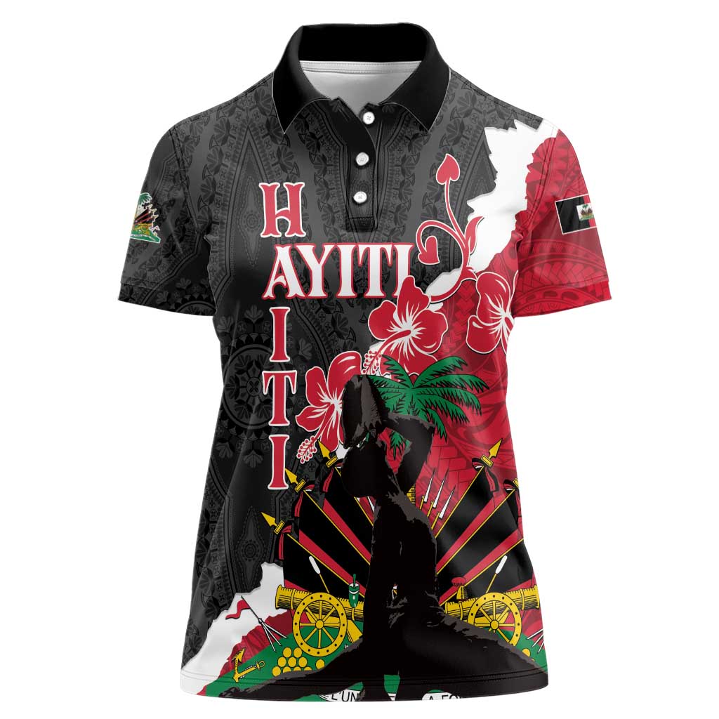 Personalised Ayiti Neg Marron Women Polo Shirt Dashiki Mix Polynesian Pattern