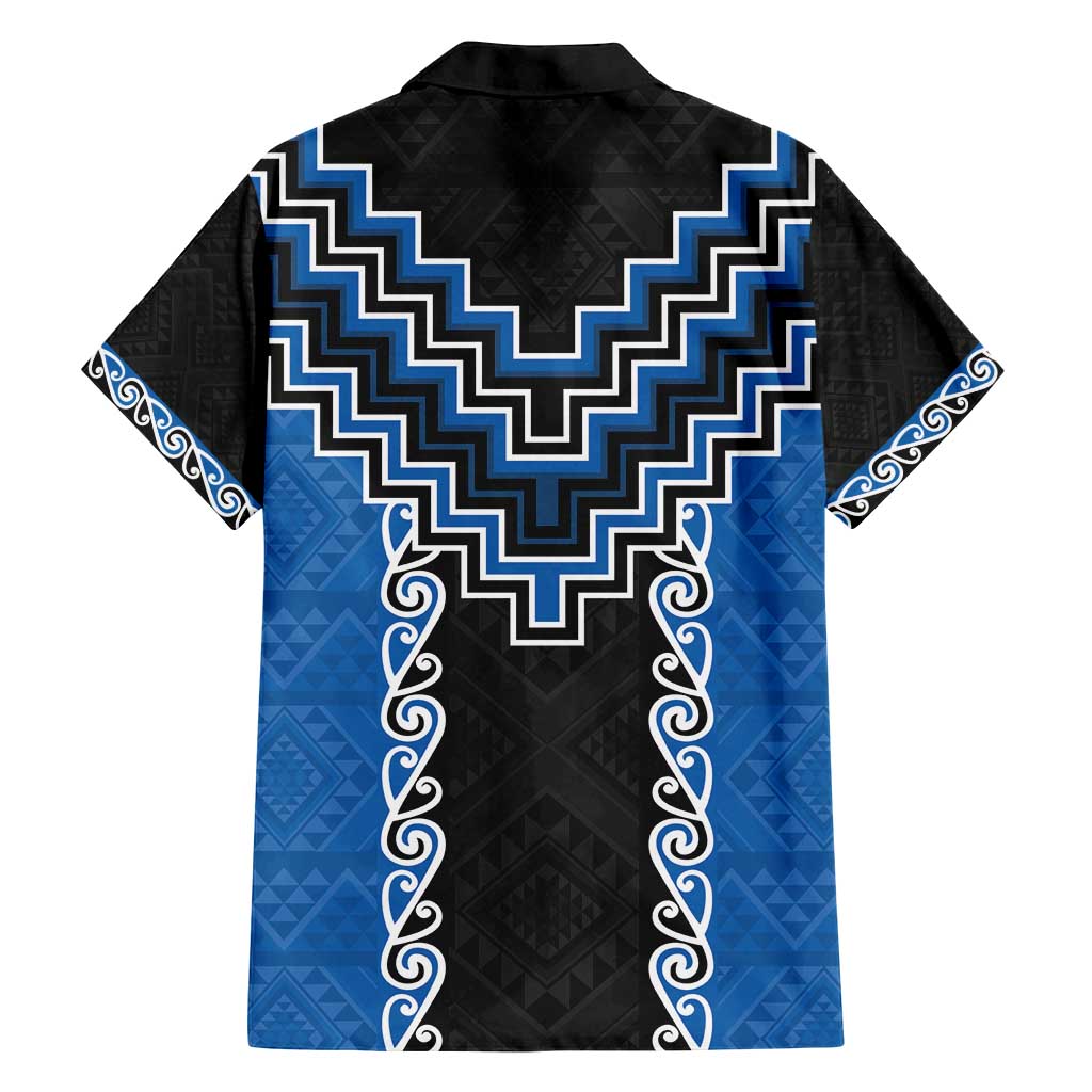 Blue Niho Taniwha Mix Poutama Family Matching Long Sleeve Bodycon Dress and Hawaiian Shirt Unique Taniko Aotearoa LT01 - Polynesian Pride