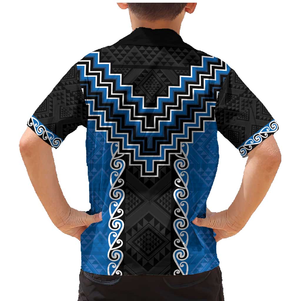 Blue Niho Taniwha Mix Poutama Family Matching Mermaid Dress and Hawaiian Shirt Unique Taniko Aotearoa LT01 - Polynesian Pride