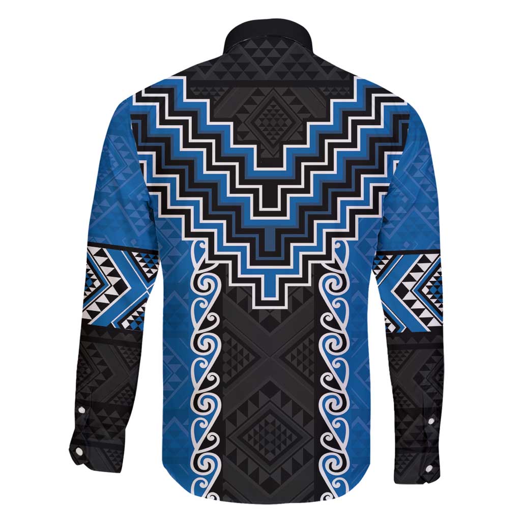 Blue Niho Taniwha Mix Poutama Family Matching Puletasi and Hawaiian Shirt Unique Taniko Aotearoa LT01 - Polynesian Pride