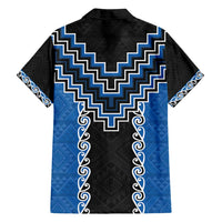 Blue Niho Taniwha Mix Poutama Family Matching Summer Maxi Dress and Hawaiian Shirt Unique Taniko Aotearoa LT01 - Polynesian Pride