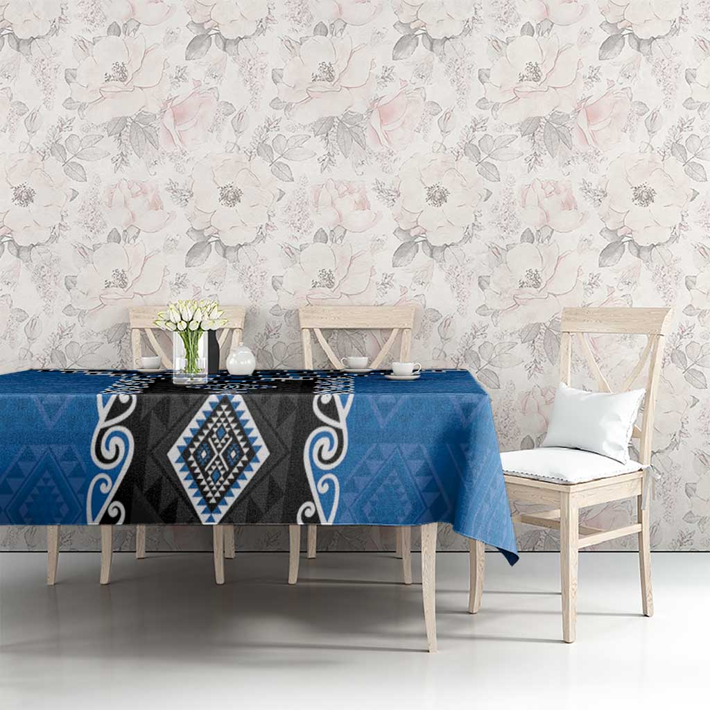 Blue Niho Taniwha Mix Poutama Tablecloth Unique Taniko Aotearoa