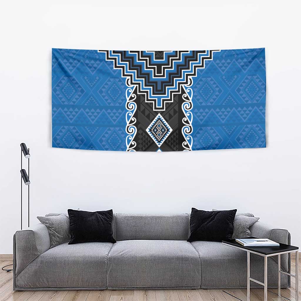 Blue Niho Taniwha Mix Poutama Tapestry Unique Taniko Aotearoa