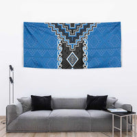 Blue Niho Taniwha Mix Poutama Tapestry Unique Taniko Aotearoa