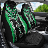 Green Niho Taniwha Mix Poutama Car Seat Cover Unique Taniko Aotearoa LT01 - Polynesian Pride