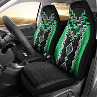 Green Niho Taniwha Mix Poutama Car Seat Cover Unique Taniko Aotearoa LT01 - Polynesian Pride