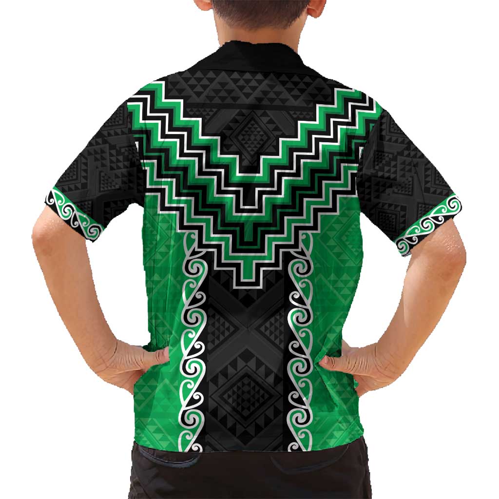 Green Niho Taniwha Mix Poutama Family Matching Long Sleeve Bodycon Dress and Hawaiian Shirt Unique Taniko Aotearoa LT01 - Polynesian Pride